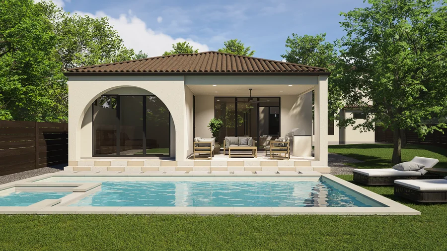 3202 Eanes - pool and rear elevation